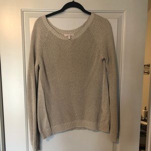 Banana Republic Tan Sweater with Gold Threading